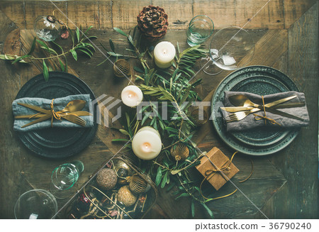 Christmas or New Years eve celebration party table Christmas or New Years eve celebration party table 36790240