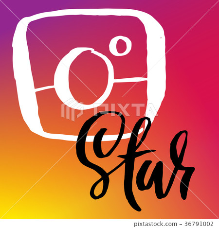 Vintage handdrawn photo camera icon on gradient 36791002
