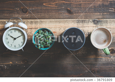 Smart speaker placed on the table Smart speaker placed on the table 36791809