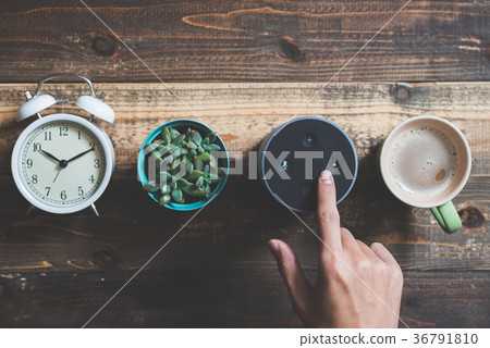 Smart speaker placed on the table Smart speaker placed on the table 36791810
