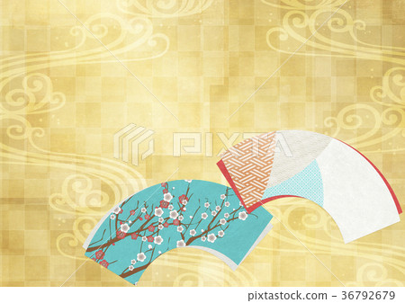 背景材料（金箔，流水圖案，風扇）感覺總和 36792679