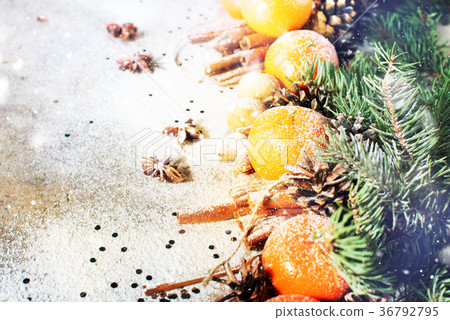 Merry Christmas New Year Composition Tangerines 36792795