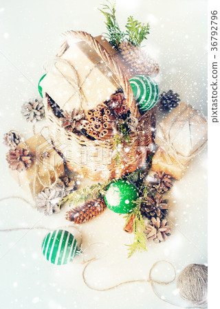 Christmas Gift Magic Composition Basket Snow 36792796