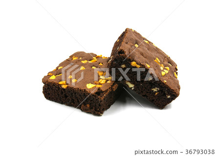 Chocolate brownie isolated on white background Chocolate brownie isolated on white background 36793038