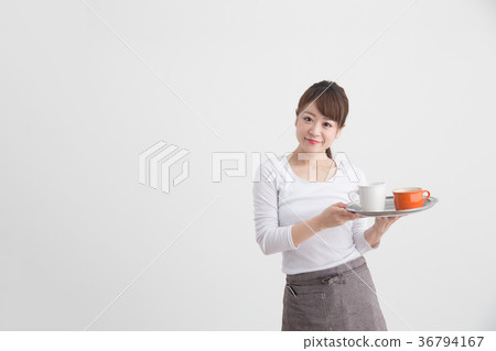 Woman in white apron · White back Woman in white apron · White back 36794167