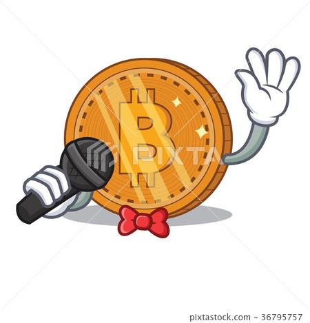 Singing bitcoin coin character cartoon 36795757