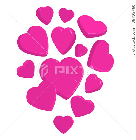 Flying pink 3d hearts Flying pink 3d hearts 36795760