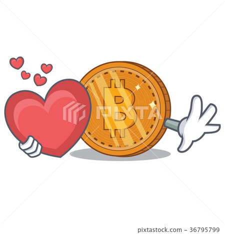 With heart bitcoin coin character cartoon - Stock Illustration ...