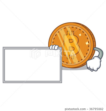 With board bitcoin coin character cartoon 36795882