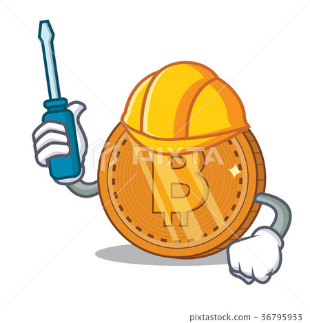Automotive bitcoin coin character cartoon 36795933