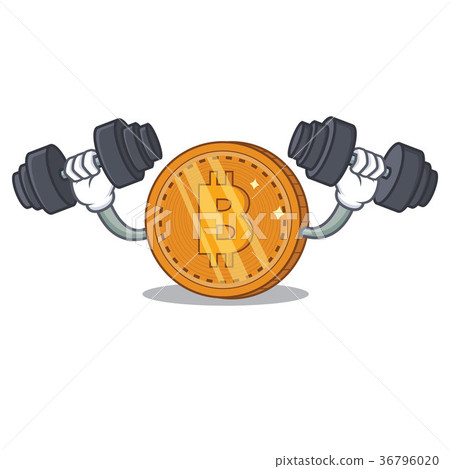 Fitness bitcoin coin character cartoon 36796020