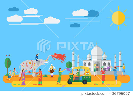Flat design, Holi celebration, Vector Illustration 36796097