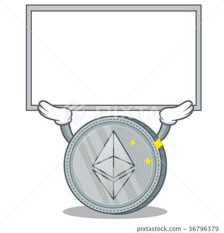Up board Ethereum coin character cartoon 36796379