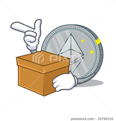 With box Ethereum coin character cartoon 36796520