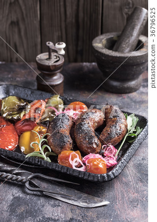Homemade sausages with vegetables Homemade sausages with vegetables 36796525