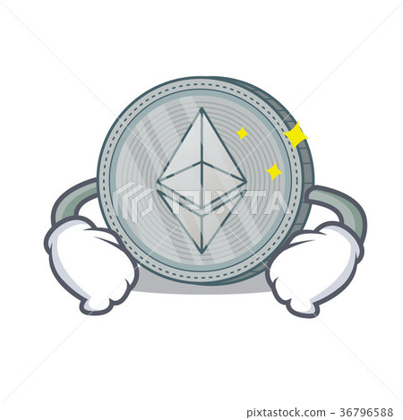 Hand on waist Ethereum coin character cartoon 36796588