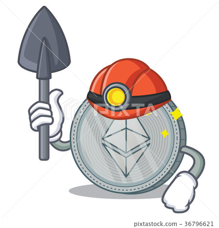 Miner Ethereum coin character cartoon Miner Ethereum coin character cartoon 36796621
