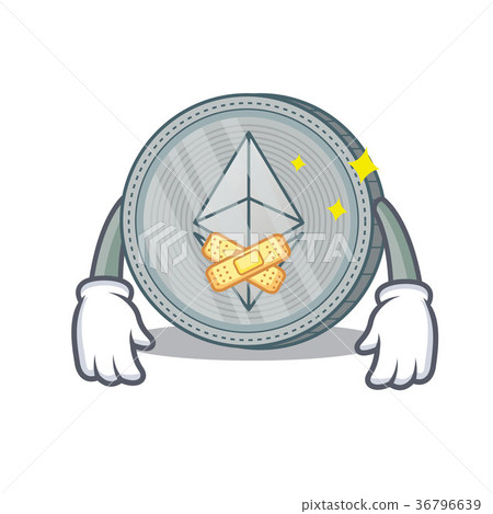 Silent Ethereum coin character cartoon 36796639