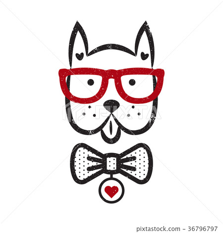 Cute gentleman dog hipster tshirt design vector. 36796797