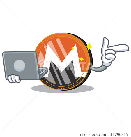 With laptop Monero coin character cartoon With laptop Monero coin character cartoon 36796865