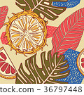 Bright tropical background with juicy fruits. 36797448