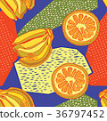 Bright tropical background with juicy fruits. 36797452