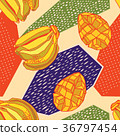 Bright tropical background with juicy fruits. 36797454