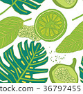 Bright tropical background with juicy fruits. 36797455