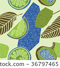 Bright tropical background with juicy fruits. 36797465