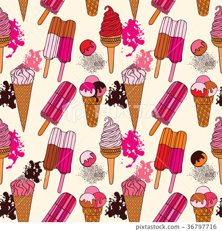 Colorful ice cream seamless pattern. 36797716