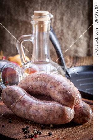 Raw white sausage. Raw white sausage. 36798387