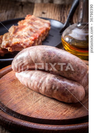 Raw white sausage. Raw white sausage. 36798390