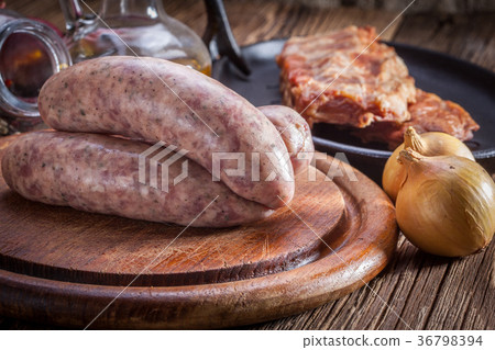 Raw white sausage. 36798394