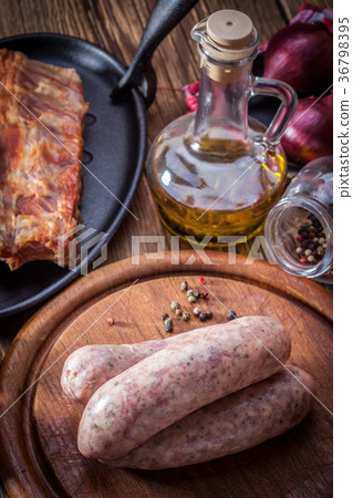 Raw white sausage. Raw white sausage. 36798395