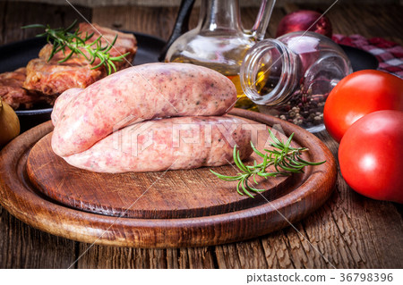 Raw white sausage. Raw white sausage. 36798396