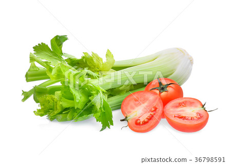 tomato and celery vegetable isolated on white  36798591