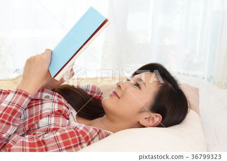 A woman reading a book A woman reading a book 36799323