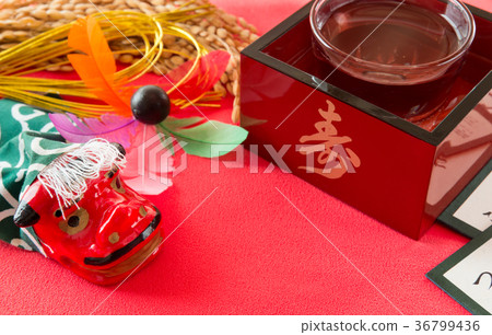 New Year's image Japanese sake, lion dance, Inaho Hyakunin Isshu Karuta 36799436