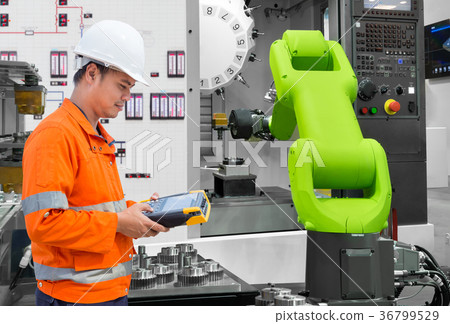 Engineer testing automatic robotic industry 36799529