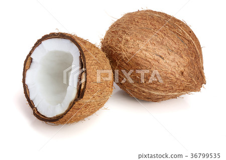whole coconut and half isolated on white whole coconut and half isolated on white 36799535