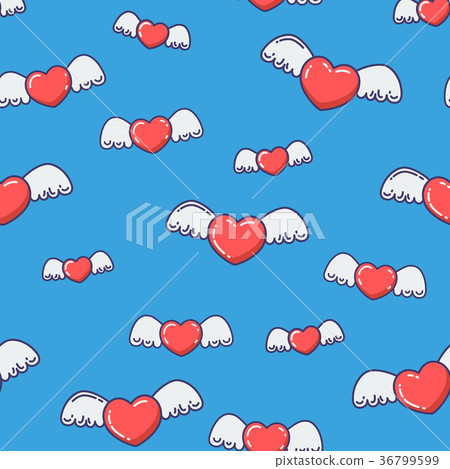 Hearts with wings seamless pattern. Hearts with wings seamless pattern. 36799599