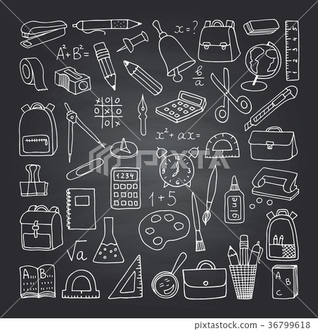 School icons on blackboard School icons on blackboard 36799618