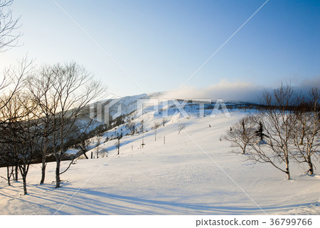 Hokkaido Doto Snow and smoke of Mt. 36799766