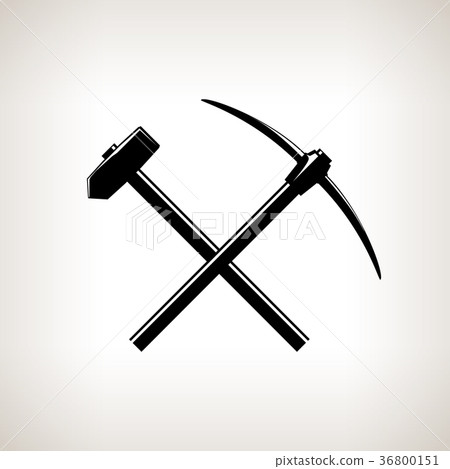 Silhouette of a Crossed Pickaxe and Sledgehammer Silhouette of a Crossed Pickaxe and Sledgehammer 36800151