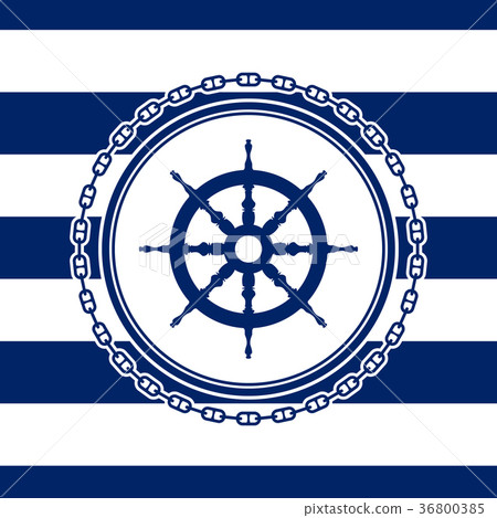 Round Marine Emblem with Ship's Wheel 36800385