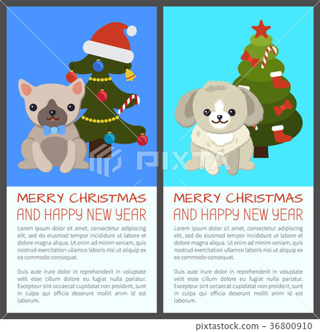 Merry Christmas Set of Dogs Vector Illustration Merry Christmas Set of Dogs Vector Illustration 36800910