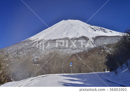 在降雪的早晨,從富士山天際線(靜岡縣)看到的富士山的山頂 在降雪的早晨,從富士山天際線(靜岡縣)看到的富士山的山頂 36801001