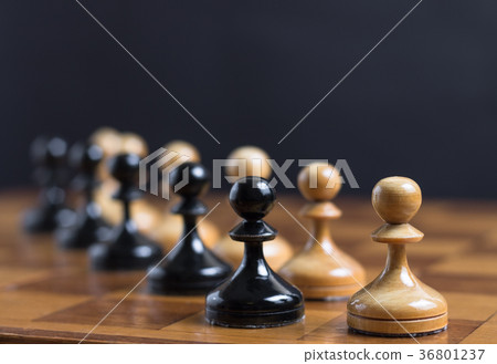 Two sets of pawn on chessboard Two sets of pawn on chessboard 36801237