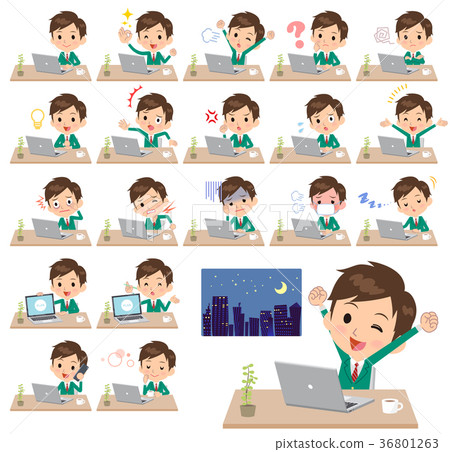 school boy Green Blazer_desk work 36801263