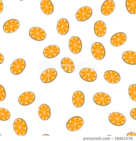 Sliced Oranges Vector Seamless Pattern on White 36801576